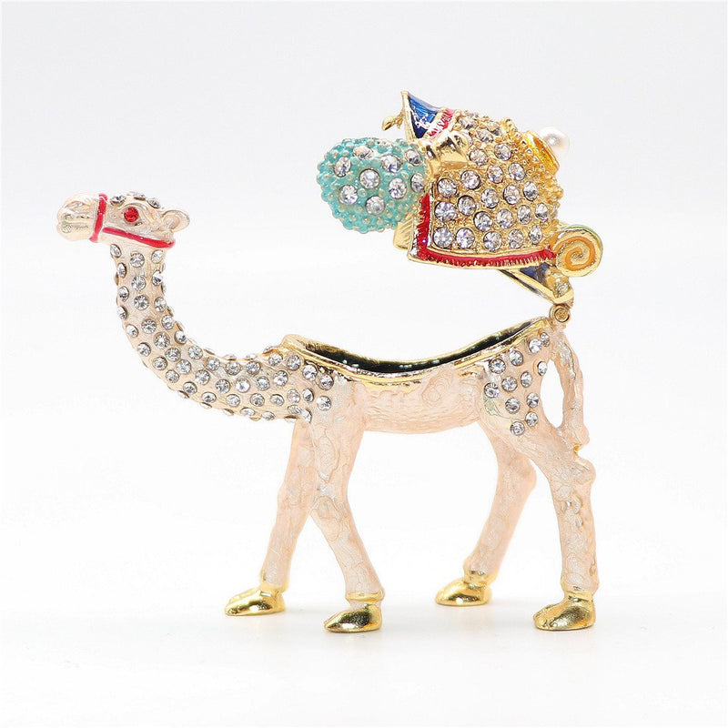 [Australia] - Waltz&F Camel Figurine Trinket Boxes Ornament Crystals Hand-painted Patterns Jewelry Trinket Box Hinged Collectible Ring Display Holders 