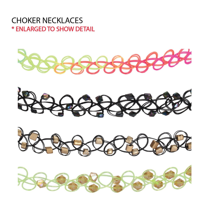 [Australia] - BodyJ4You 12PC Choker Necklace Set Henna Tattoo Stretch Elastic Jewelry Women Girl Gift Pack Multicolor Dangle Beads 