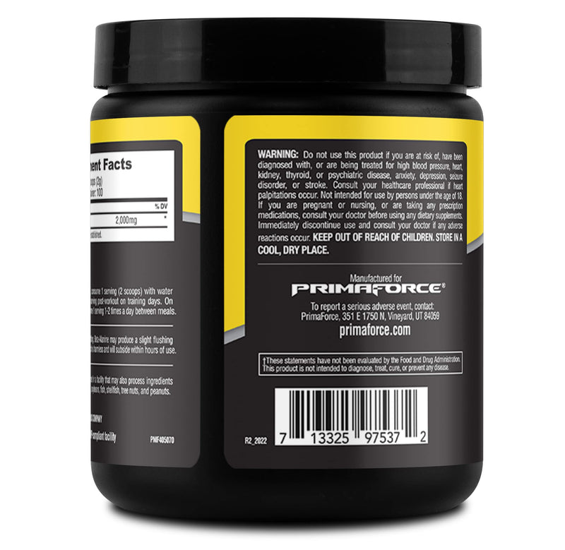 [Australia] - PrimaForce Beta Alanine Powder, Unflavored, 200 Grams - Gluten Free, Non-GMO Supplement for Men and Women - Supports Lean Muscle Gain and Aids Recovery 