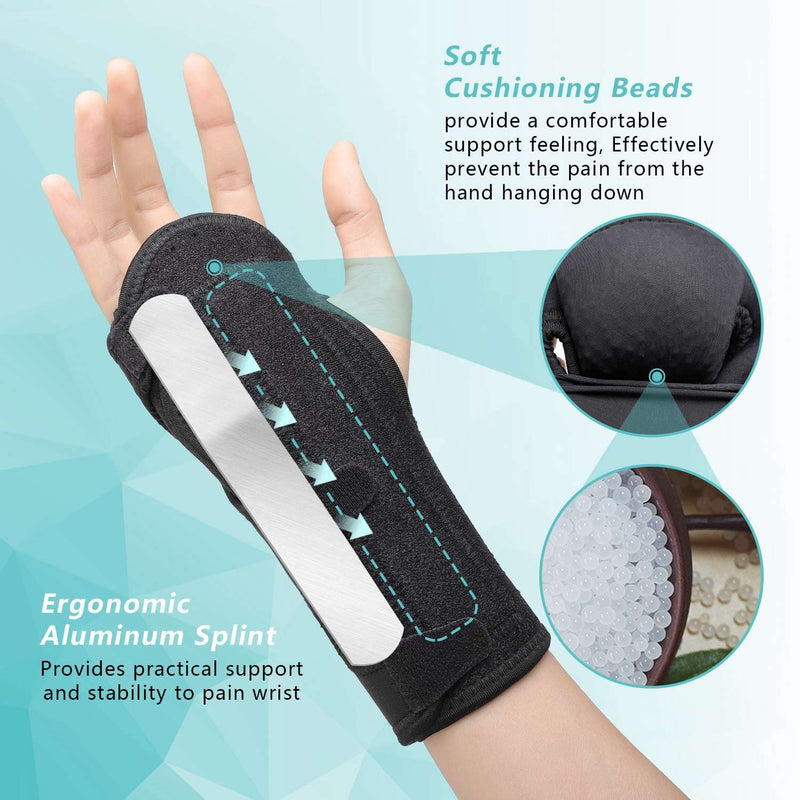 [Australia] - Fibee 2 Pack Night Wrist Sleep Support Brace for Carpal Tunnel Adjustable Compression Wrist Splint for Tendonitis Arthritis Sprains Hand Support with Cushioned beads Padded for Pain Relief Pack of Two 