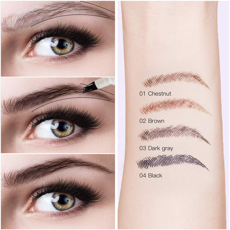 [Australia] - Tattoo Eyebrow Pen with Four Tips Long-lasting Waterproof Brow Gel and Tint Dye Cream for Eyes Makeup(1#Chestnut) 1#Chestnut 