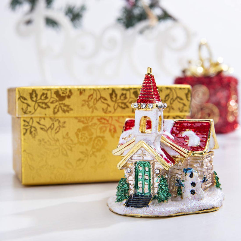 [Australia] - Xmas Villa Jewelry Trinket Box Hinged Jewelled Jewelry Boxes Ornament Gift 