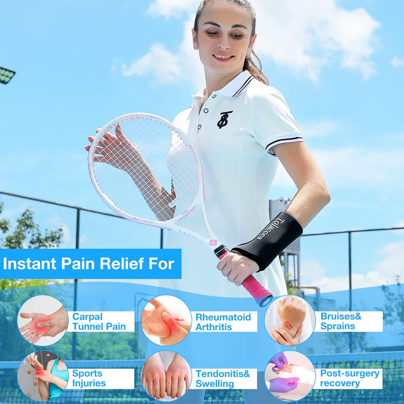 [Australia] - Tolaccea Wrist Ice Pack Wrap & Heating Pad Microwavable Hot & Cold Therapy Wrist Brace for Pain Relief of Carpal Tunnel, Rheumatoid Arthritis, Tendonitis, Sports Injuries, Swelling, Bruises & Sprains Black Medium(6.5''-8.5'') 