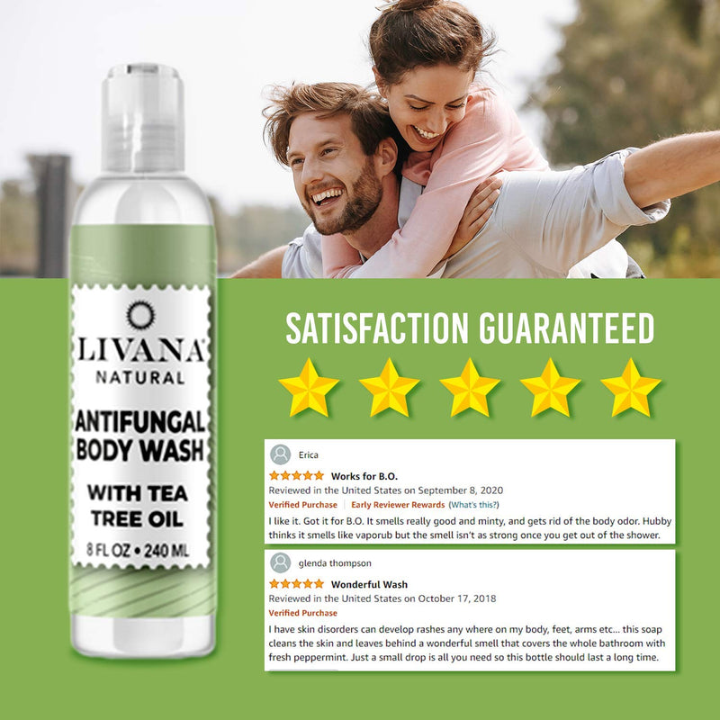 [Australia] - Antifungal Soap with Tea Tree Oil by Livana,8oz Treat & Wash Away Athletes Foot, Ringworm, Nail Fungus, Jock Itch, Body Odor & Acne. Antibacterial Defense for Bacteria Related Skin Irritations 