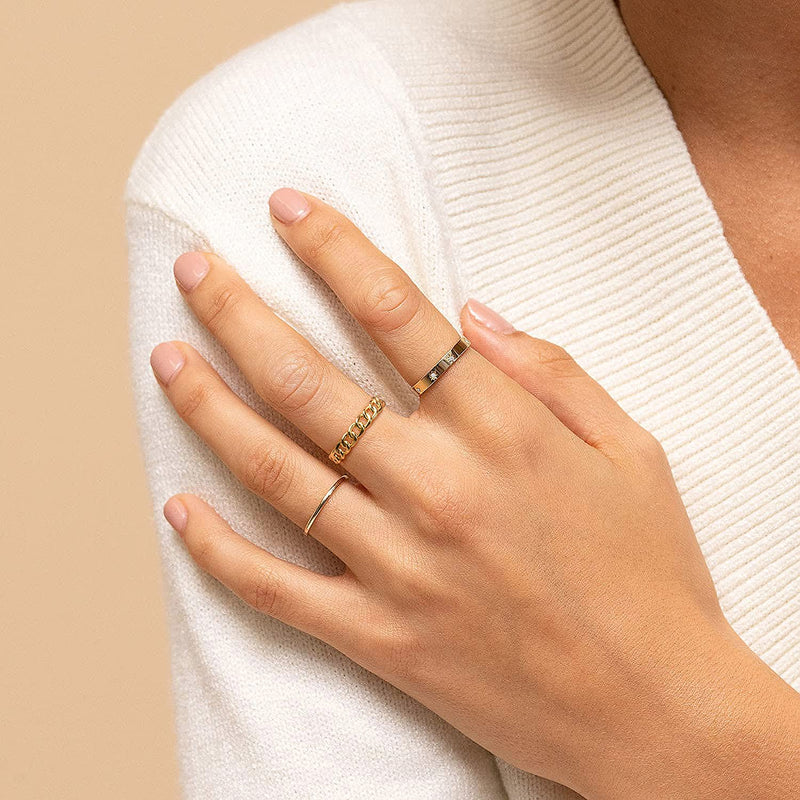 [Australia] - 14k Gold Filled Chain Link Ring for Women Men Dainty Simple Stacking Band Rings Minimalist Jewelry Eternity Chain Ring Size 5 to 10 