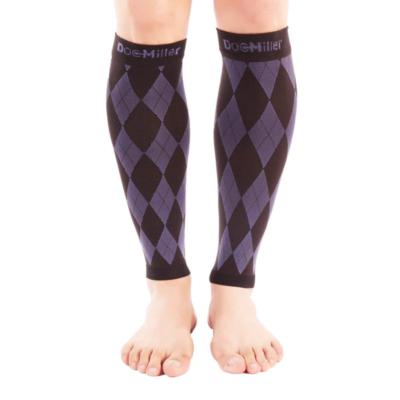 [Australia] - Doc Miller Calf Compression Sleeve for Men & Women - Fast Leg Pain Relief from Shin Splints, Varicose Veins - All Day Calf Support for Running, Travel & Everyday Use Black.Purple Small 