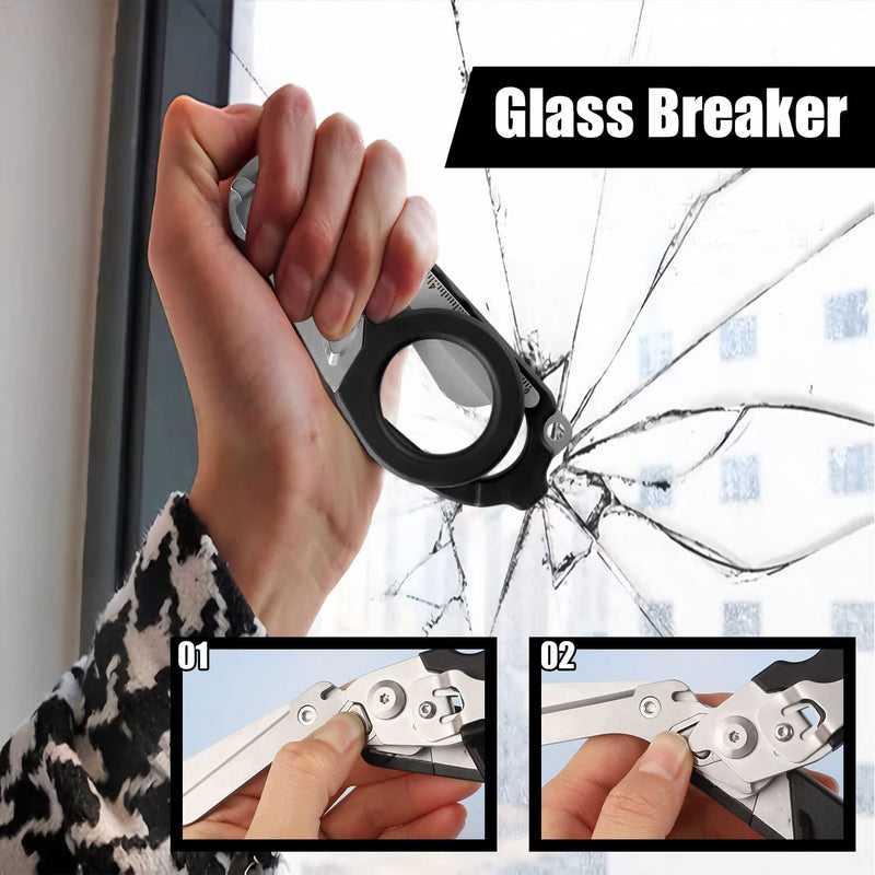 [Australia] - 6 in 1 Response Emergency Shears, Multi Tool Pliers Shears Folding Emergency Response Shears with Utility Holster for Outdoor Camping 