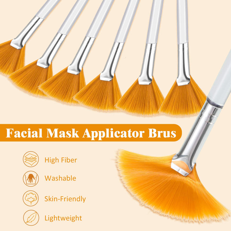 [Australia] - 6 Pieces Fan Mask Brushes Soft Fan Facial Mask Applicator Tools Brush Makeup Brushes Cosmetic Tools with Handle for Peel Mask Makeup Women Girls 