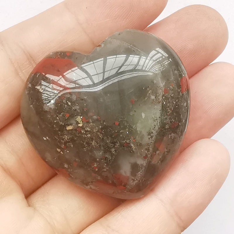 [Australia] - Manekieko Natural Africa Bloodstone Palm Worry Carved Heart Love Stone,40mm Crystals and Healing Stones 