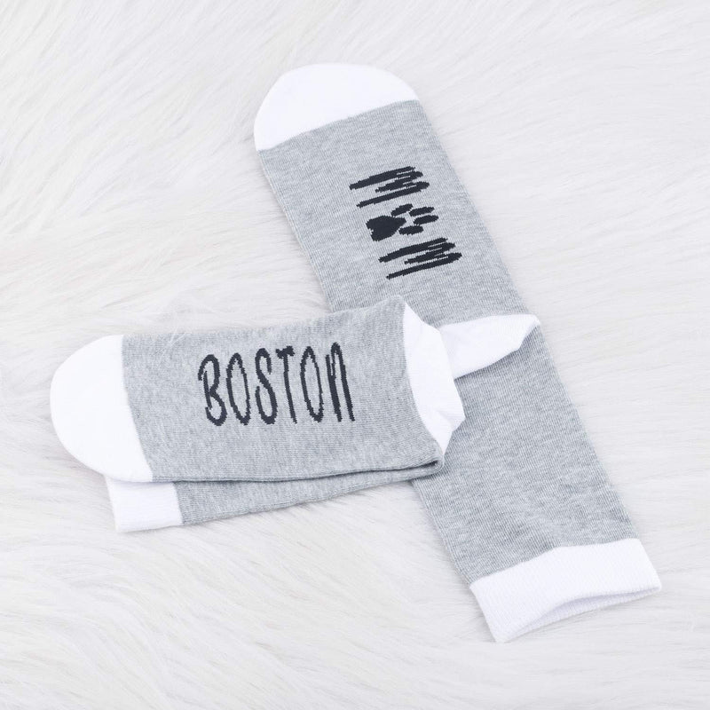 [Australia] - PYOUL 2 Pairs Boston Dog Socks Boston Dog Gift Funny Socks Boston Mom Socks Dog Mom Gift 