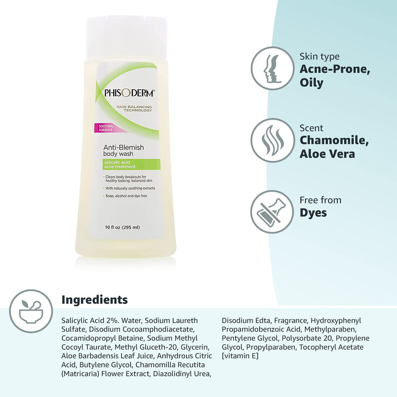 [Australia] - pHisoderm Anti-Blemish Body Wash for Acne, 10 fl oz Bottle 