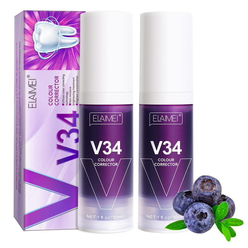 [Australia] - Purple Toothpaste for Teeth Whitening 2 Pack, V34+ Colour Corrector Toothpaste,Intensive Stain Removal Toothpaste Dental Color Correcting Toothpaste 