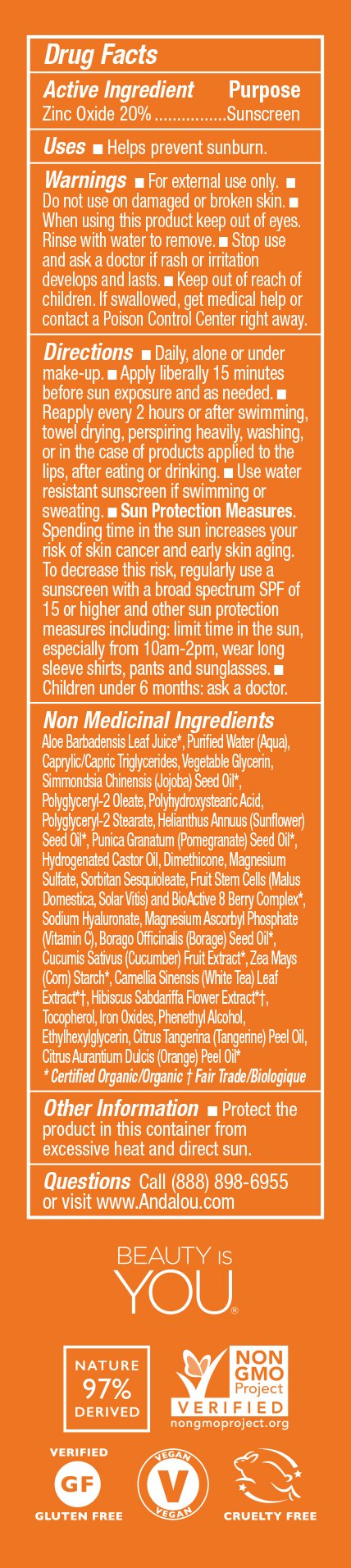 [Australia] - Andalou Naturals Vitamin C BB Beauty Balm Sheer Tint SPF 30 Ounce, 2 Fl Oz Vitamin C - Brightening 