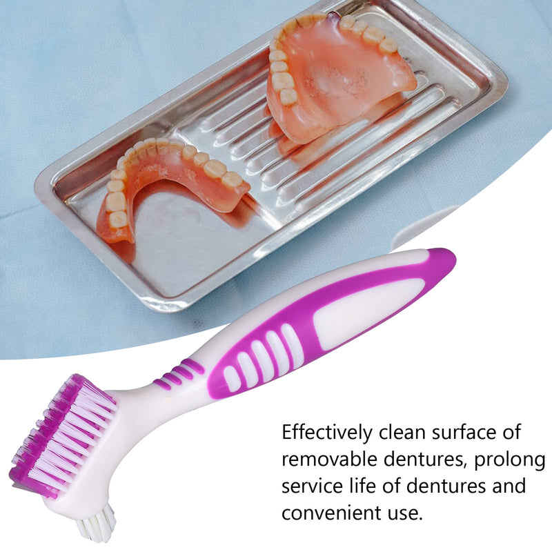 [Australia] - False Teeth Cleaning Brush, Double Sided Portable Denture Toothbrush for Brushes Multi Layered Bristles Set Hard Care Toothbrushes 