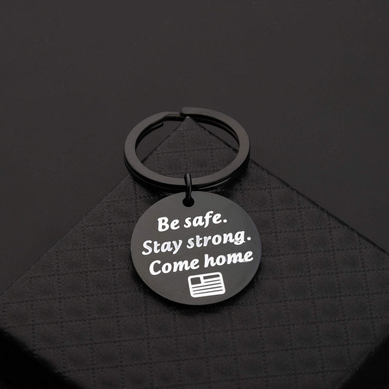 [Australia] - Lywjyb Birdgot Deployment Gift Military Gift Air Force Gift Be Safe Stay Strong Come Home Deployment Keychain Army Keychain Navy Keychain Gift for Husband Boyfriend stay strong black 