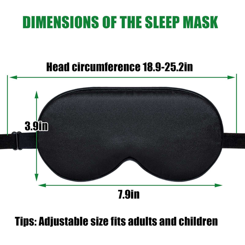[Australia] - Sleep Mask for Women and Men Eye Mask for Sleeping Adjustable Elastic Strap Blackout Silk Sleep Eye Masks Soft Comfortable Eye Covers Blindfolds Black 2 Pcs 