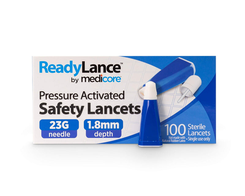 [Australia] - ReadyLance, Pressure Activated Safety Lancets, 100 Lancets, 23Gx1.8MM, Blue 23G x 1.8MM 