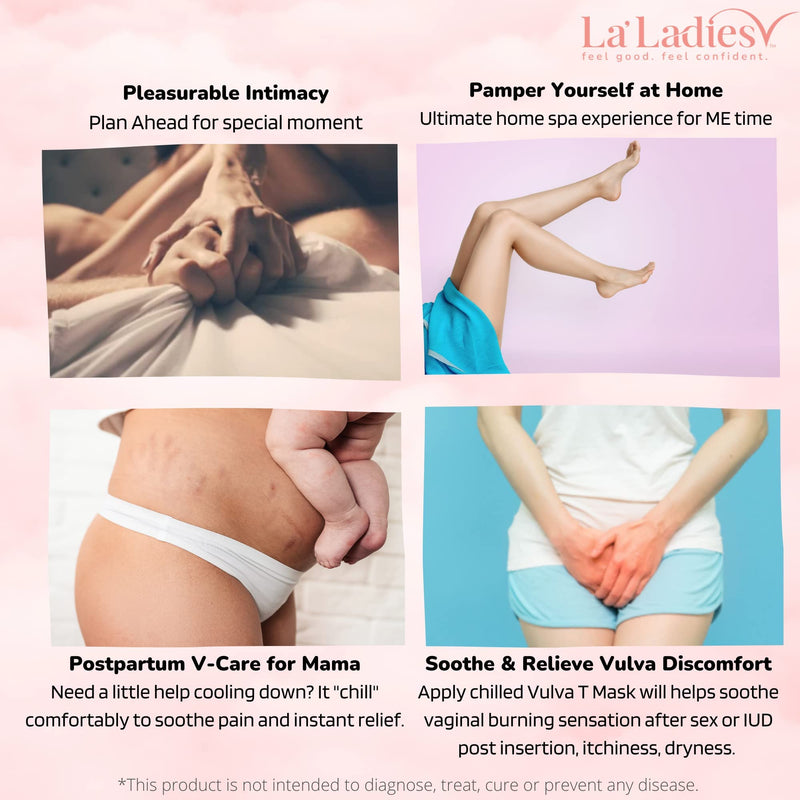 [Australia] - La'Ladies V Vulva Skin Mask (5 Day Treatment) - Vaginal Itch, Odor, Dryness, Discomfort Perfect Self Love, Vagina Care - HA, Collagen & Natural Herbs - Fast & Easy Use, No Mess, Clear, 5.92 Ounce 