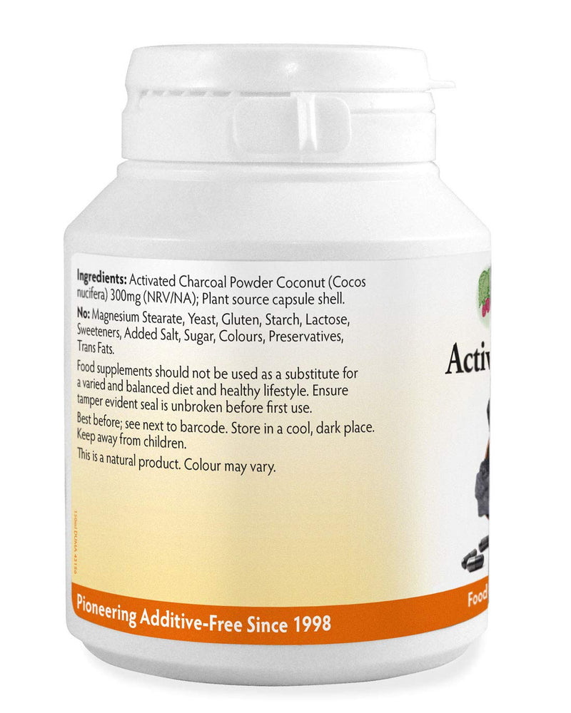 [Australia] - Activated Coconut Charcoal 300mg x 90 Capsules (Cocos nucifera), 100% Natural, High Absorbency, Vegan, Magnesium Stearate Free & No Nasties, Made in Wales 