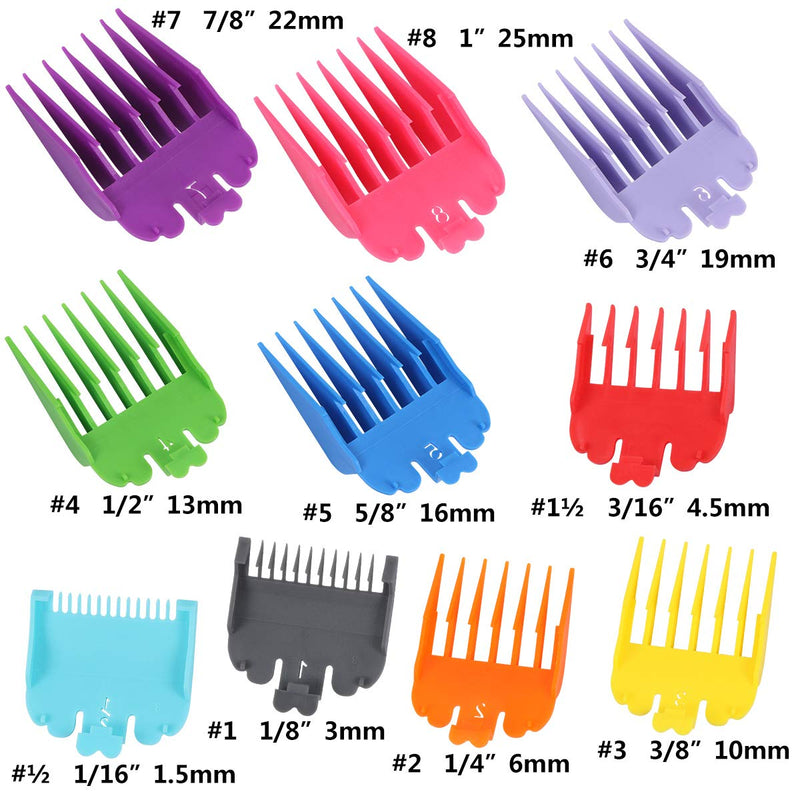 [Australia] - Harapu 10 Pcs Colorful Professional Hair Clipper Combs Guides 1/16” to 1”,Attachment Guide Combs Replacement Guards Set for Wahl Clippers/Trimmers 