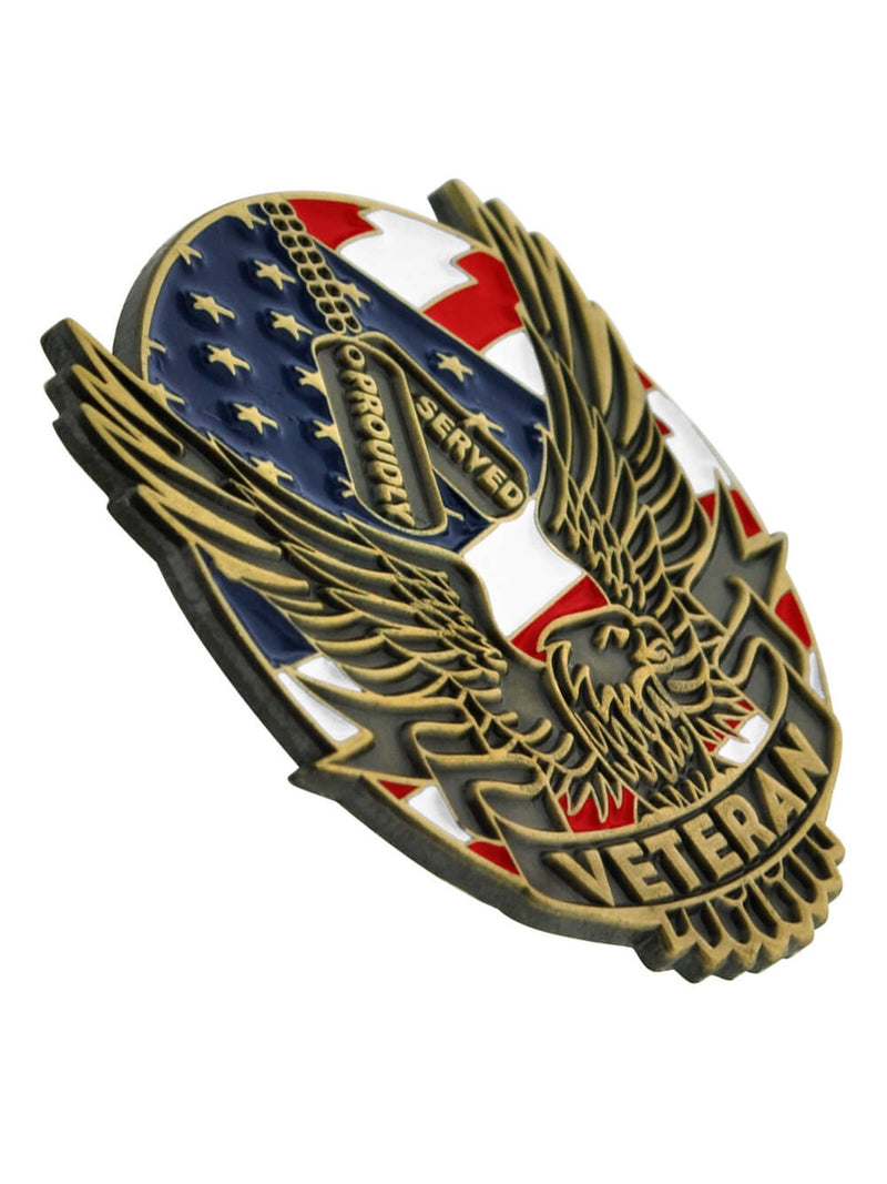 [Australia] - PinMart Proudly Served Veteran Eagle Patriotic Enamel Lapel Pin 1 Piece 