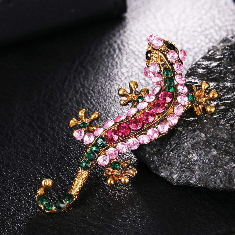 [Australia] - 4 Pieces Fashion Colorful Enamel Brooch Pins Animals Brooch Pins Crystal Rhinestone Butterfly Seahorse Dragonfly Lizard Brooch Pins for for Women Ladies Jewelry 