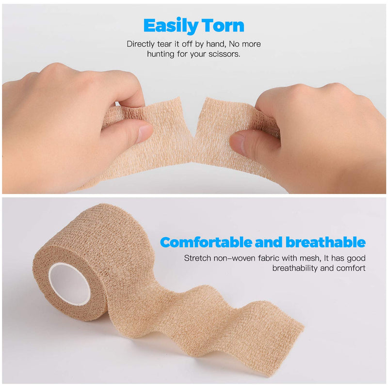 [Australia] - Bandage Wrap 16 Pack 2”x 5 Yards Self Adherent Wrap Breathable Self Adhesive Bandage Wrap Rolls Cohesive Bandage Athletic Elastic First Aid Tape for Stretch Athletic, Ankle Sprains, Swelling, Sports Beige 2 Inch (Pack of 16) 