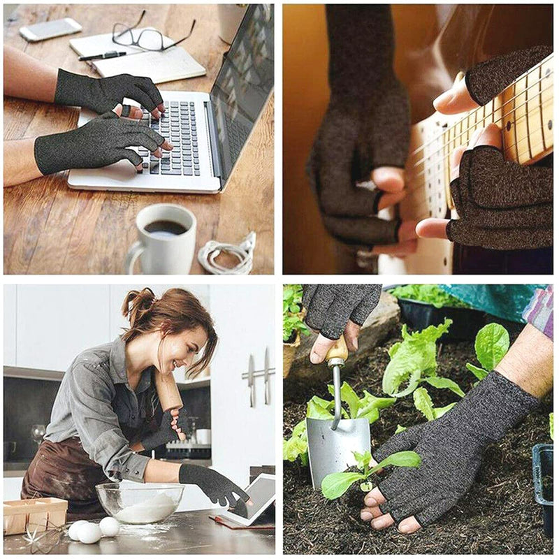[Australia] - ellostar Arthritis Gloves Compression, Breathable and Moisture Free Fabrics, Joint Pain Relief Eases Muscle Tension and Fatigue, Great for Typing and Daily Work Medium (6.7" - 7.9") Grey 