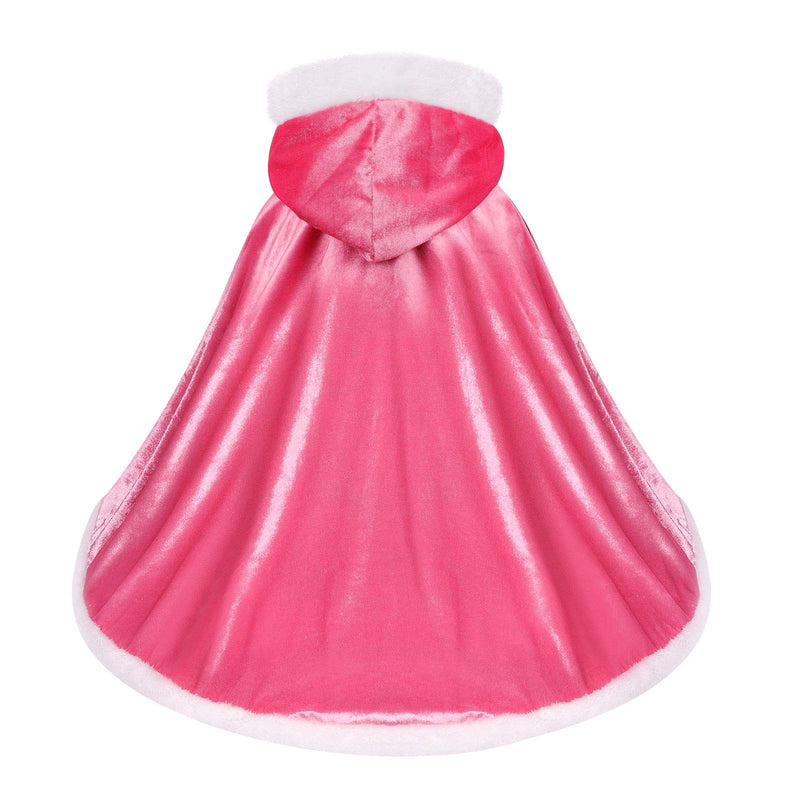 [Australia] - Girls Dress Up Hodded Cape Toddler Costume for Princess Cloaks 2-3T Pink 