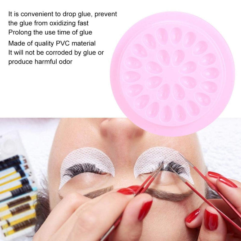 [Australia] - Eyelash Glue Holder 100pcs PVC Flower Shaped Grafting Eyelash Glue Tray False Eyelashes Gasket Accessory Plastic Eyelash Extension Glue Stand Pad(Pink) Pink 