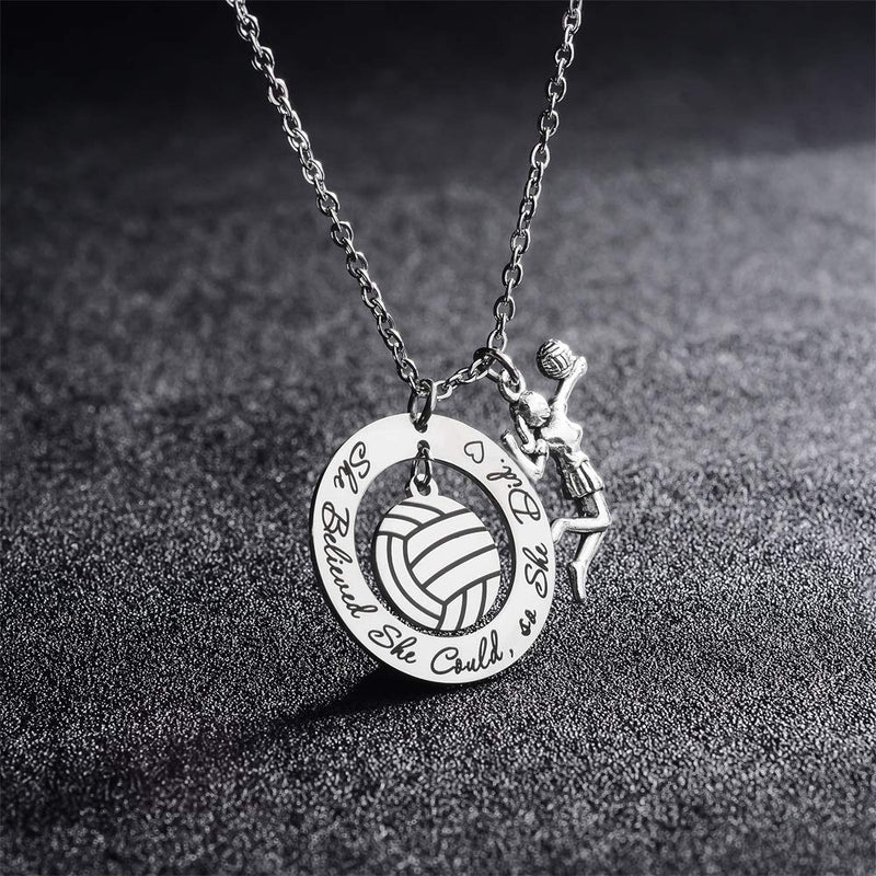 [Australia] - FY Volleyball Necklace Gifts for Girls Volleyball Players She Believed She Could So She Did 