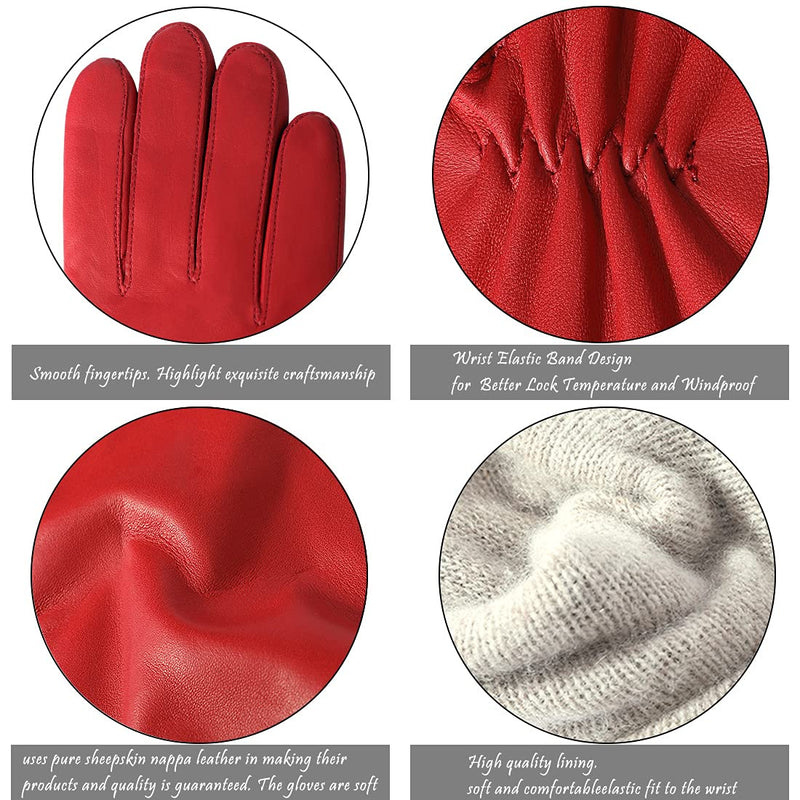 [Australia] - Harssidanzar Womens Italian Nappa Leather Gloves Vintage Finished Cashmere Lined XL Red(100% Cashmere Lined, Upgrade) 