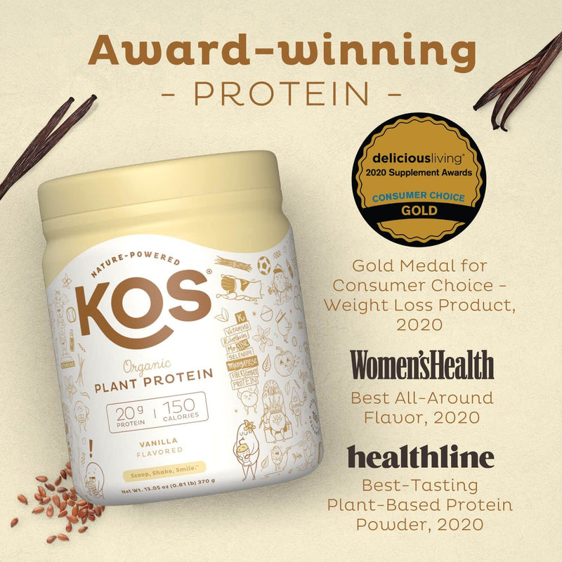 [Australia] - KOS Organic Plant Based Protein Powder, Vanilla - Delicious Vegan Protein Powder - Gluten Free, Dairy Free & Soy Free - 0.81 Pounds, 10 Servings 10 Servings (Pack of 1) 