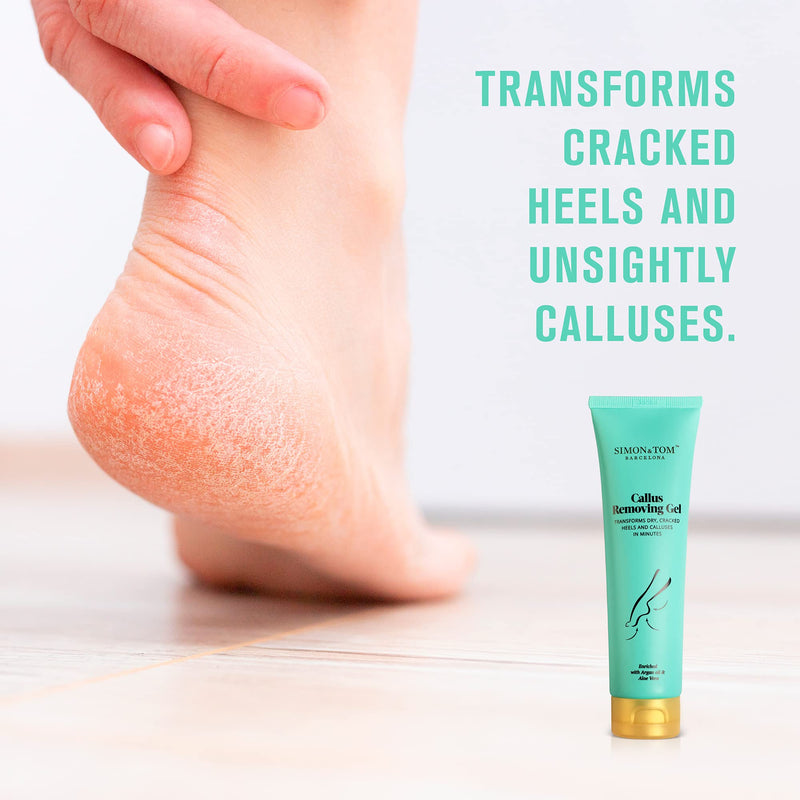 [Australia] - Simon&Tom Callus Remover - Exfoliating Peeling Gel 100 ml - Removes Hardness and Improves Cracked Heels - with Aloe Vera and Organic Argan Oil - Free of Parabens - Includes Nail File - Made in Spain 