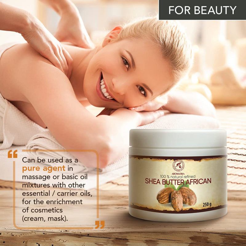 [Australia] - Shea Butter African - Refined 250g - Butyrospermum Parkii Butter - African -Ghana - 100% Pure & Natural - Sheabutter - Best for Hair - Skin - Lip - Face - Body care - Karite Shea Butter 