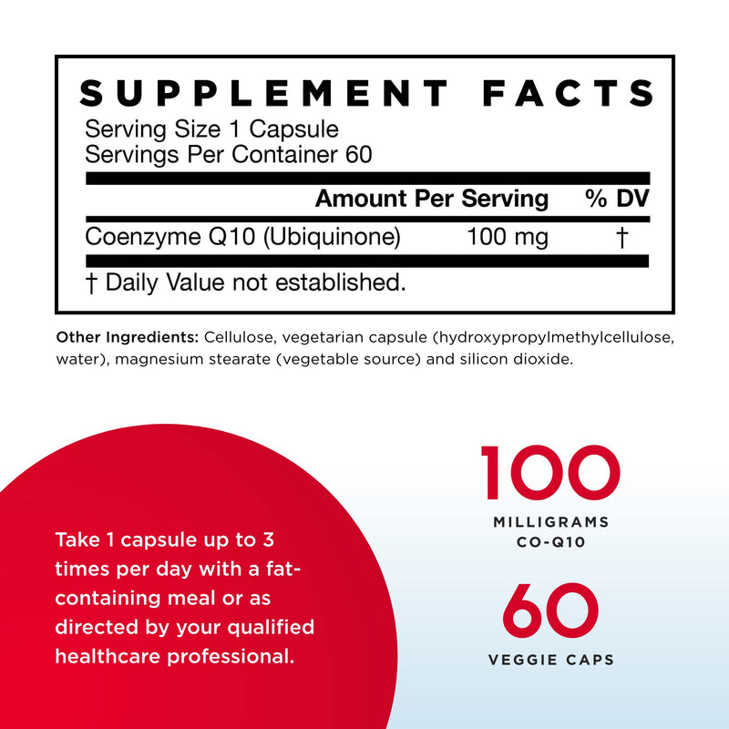 [Australia] - Jarrow Formulas Co-Q10 100 mg - 60 Veggie Caps - Antioxidant Support for Mitochondrial Health, Energy Production & Cardiovascular Function - Up to 60 Servings 60 Count (Pack of 1) 
