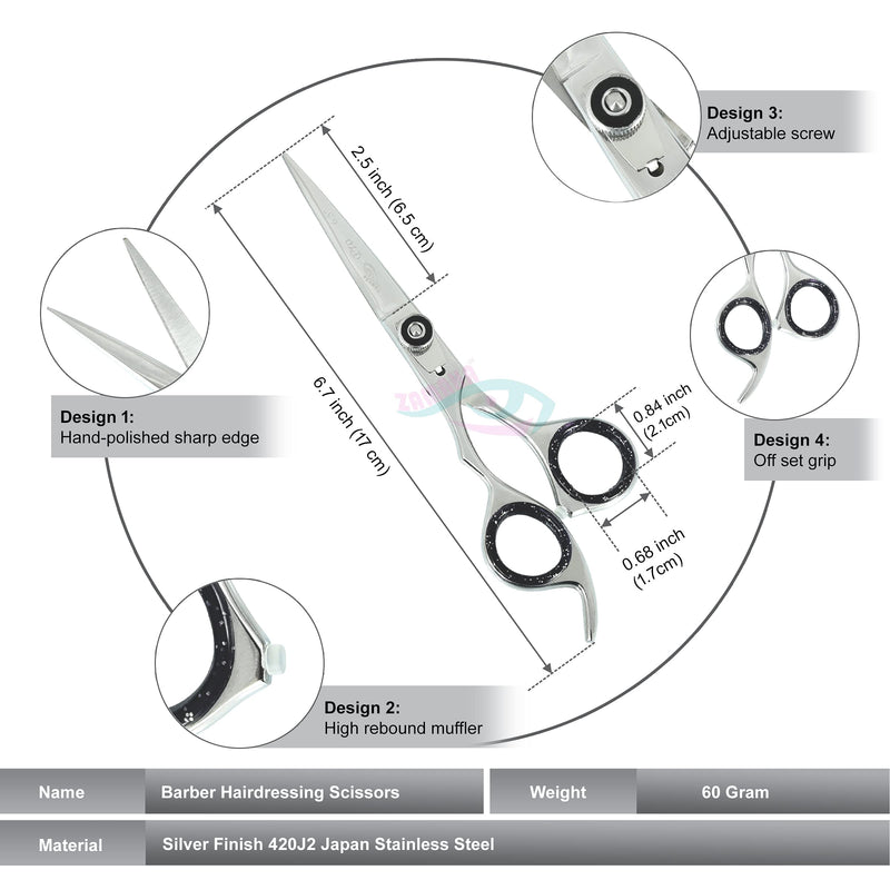 [Australia] - Lefty Hairdresser professional Hair Razor scissors left-handed 6.5 inch hair scissors (Cutting Scissors+Thinning Scissors) 