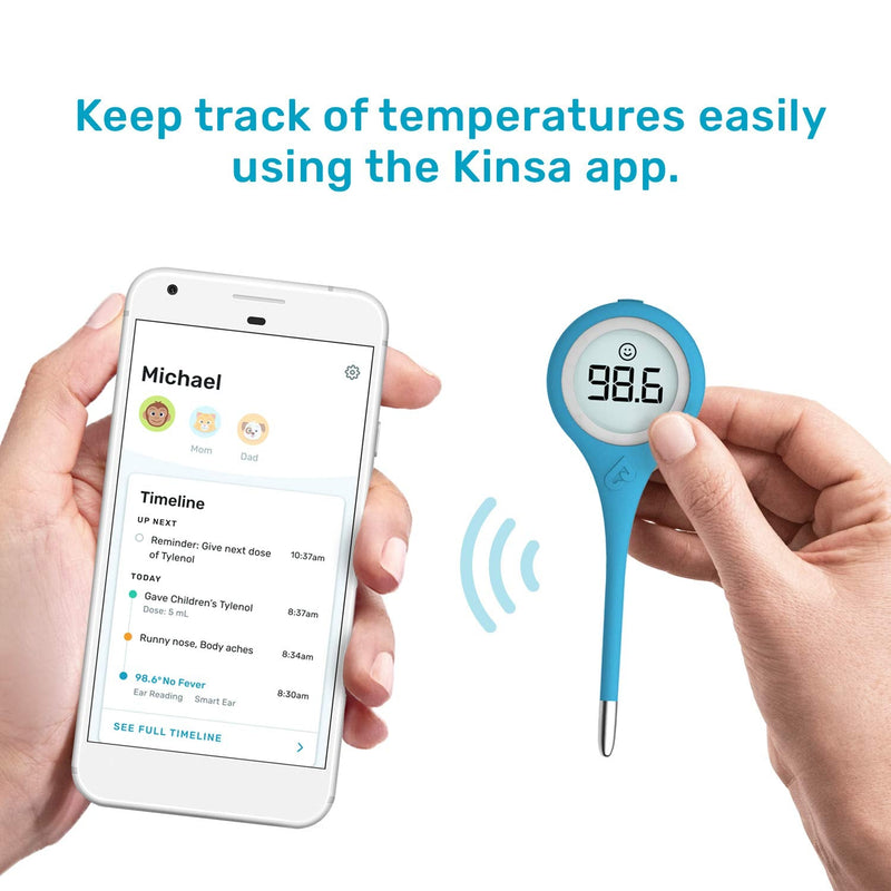 [Australia] - Kinsa QuickCare Smart Thermometer for Fever - Digital Medical Baby, Kid and Adult Termometro - Accurate, Fast, FDA Cleared Thermometer for Oral, Armpit or Rectal Temperature Reading 