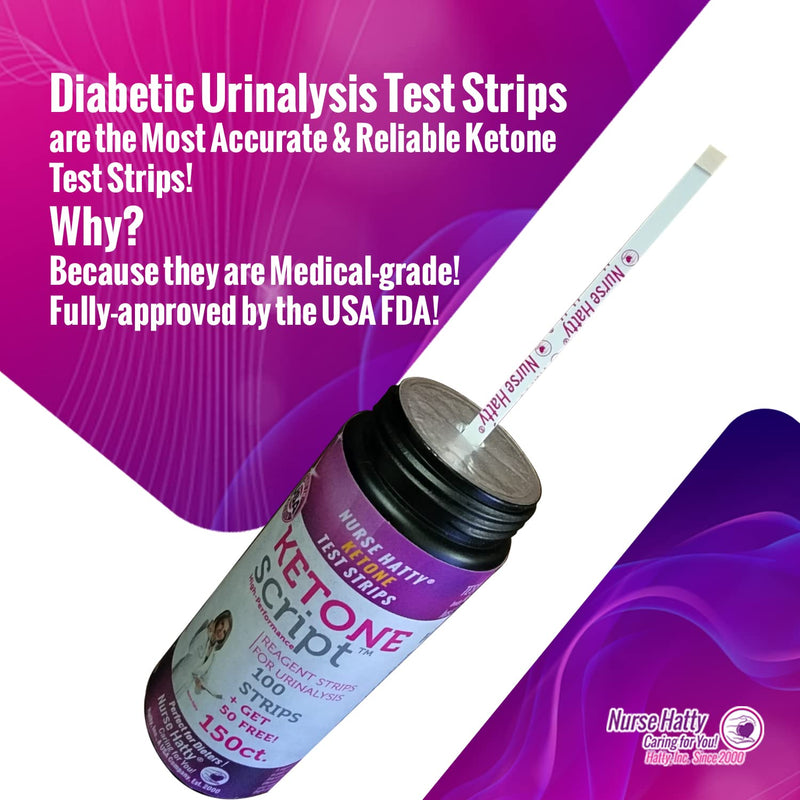 [Australia] - Nurse Hatty 150ct. - Medical Ketone Urine Test Strips - Suitable for Diabetics & All Keto Dieters - Fresh, Reliable & Accurate - Ketogenic & Low-carb Diets. Free Ketosis eBooks & Free App. Ultra-Long 150 Count (Pack of 1) 