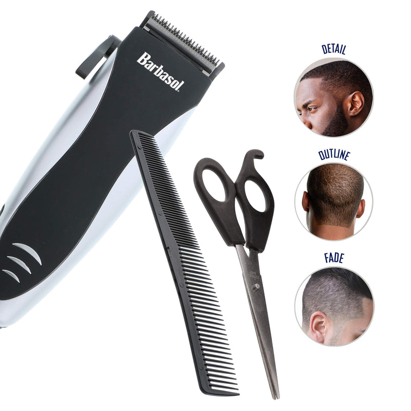 [Australia] - Barbasol Professional Hair Clipper Kit with Stainless Steel Blades, 4 Guide Combs, Adjustable Taper and Travel Bag 