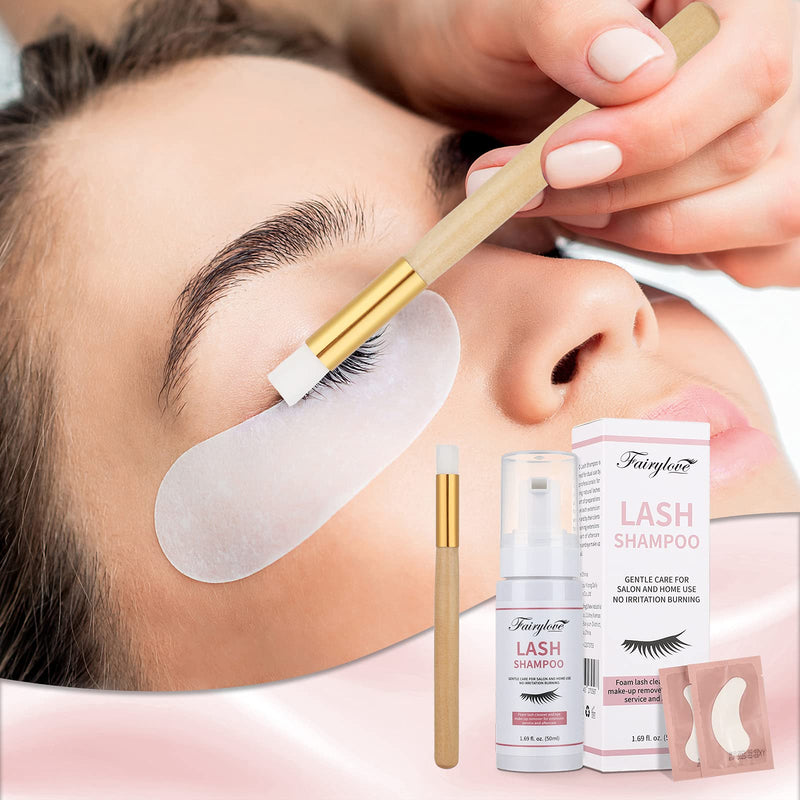 [Australia] - Eyelash Extension Cleanser, Eyelash Foaming Cleanser Eyelash Shampoo/Wash Eyelash Brush Extension Safe Remove Makeup Residue And Mascara For Daily Use(Eyelash Cleanser Foam + Brush) 