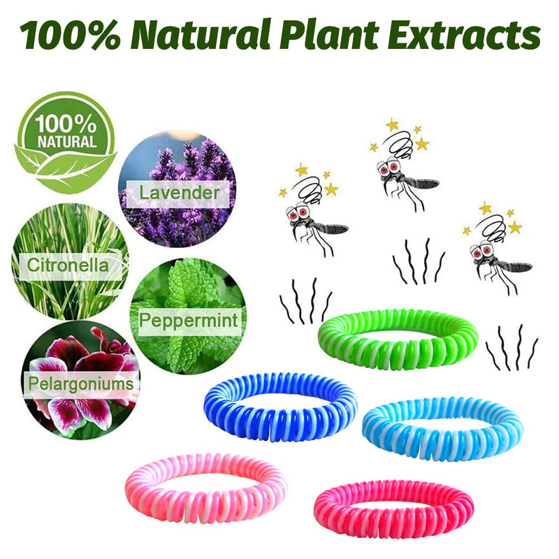 [Australia] - Mosquito Repellent Bracelet 12 Pack, PandyCare Insect, Midge & Mosquito Bands Wristbands for Adults, Kids & Baby - 2 Coils in 1, Waterproof, 100% Natural Plant Essential Oil, Deet Free with 300 Hours 