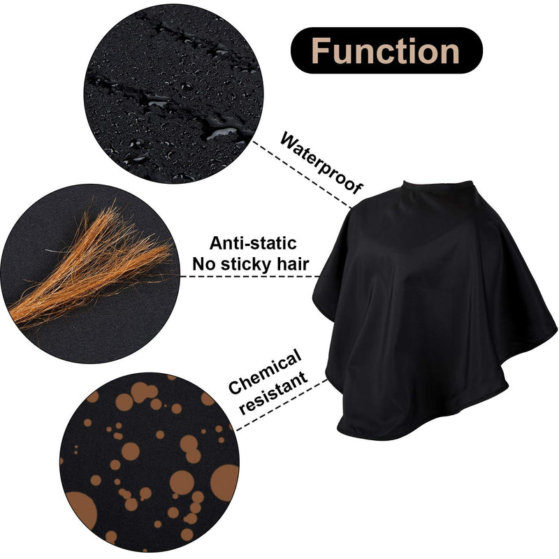 [Australia] - 2 Pieces Makeup Cape Beauty Salon Barber Bib Smock Hair Dye Coloring Shampoo Cutting Styling Cape Apron with Hook and Loop Fastener for Cosmetic Artist Hairdresser, 31.5 x 26.5 Inch (Black) Black 