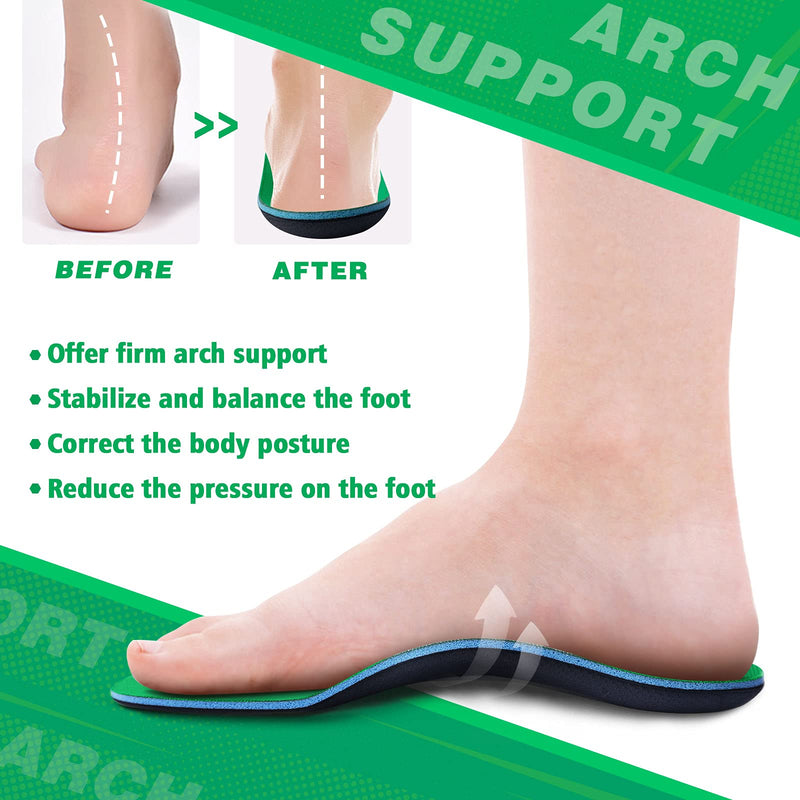 [Australia] - Arch Support Insoles for Women Flat Feet, Orthotic Arch Support Shoe Insoles for Men UK-Men10-29cm Green-n 