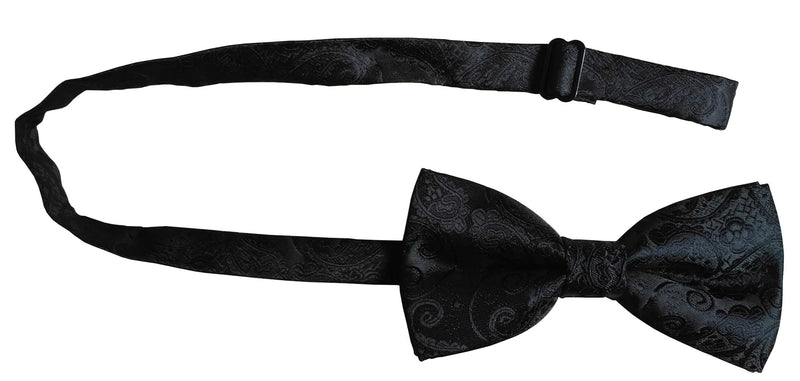 [Australia] - Simpowe Mens Matching Paisley Pocket Square Bow Tie and Cummerbund Set One Size Black 