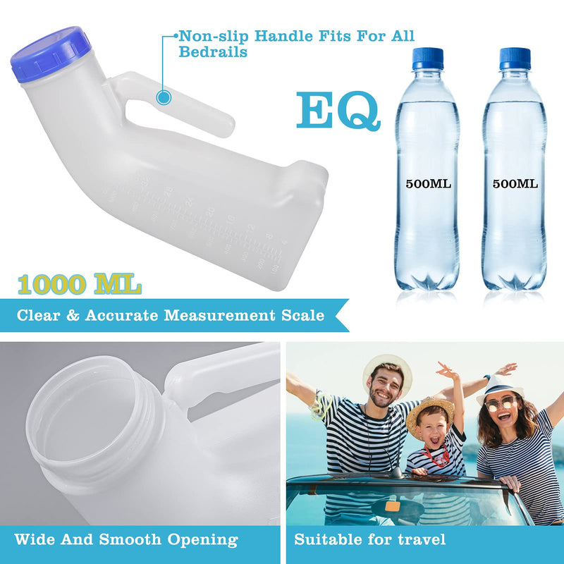 [Australia] - Unisex Urinals, Plastic Urine Bottles for Men and Women, SpillProof Screw Cap Lid, Portable Toilet Urinals Ideal for Car Travel Outdoor 1x Urinal - White and Blue 