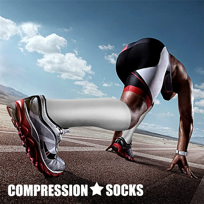 [Australia] - CHARMKING 3 Pairs Copper Compression Socks for Women & Men Circulation 15-20 mmHg is Best for All Day Wear Running Nurse Small-Medium 05 White/White/White 