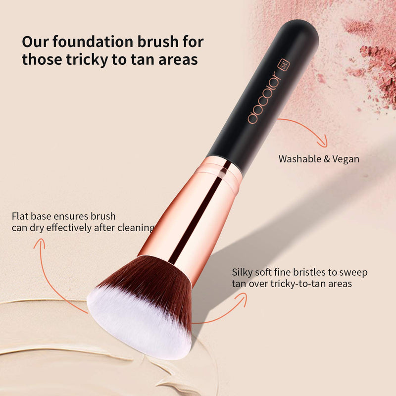 [Australia] - Docolor 6+1Pcs Liquid Foundation Brush with Makeup Sponges, Flat Top Foundation Synthetic Kabuki Brush & Professional Beauty Makeup Sponge Blender for Liquid Blending Mineral Powder Makeup Tools 