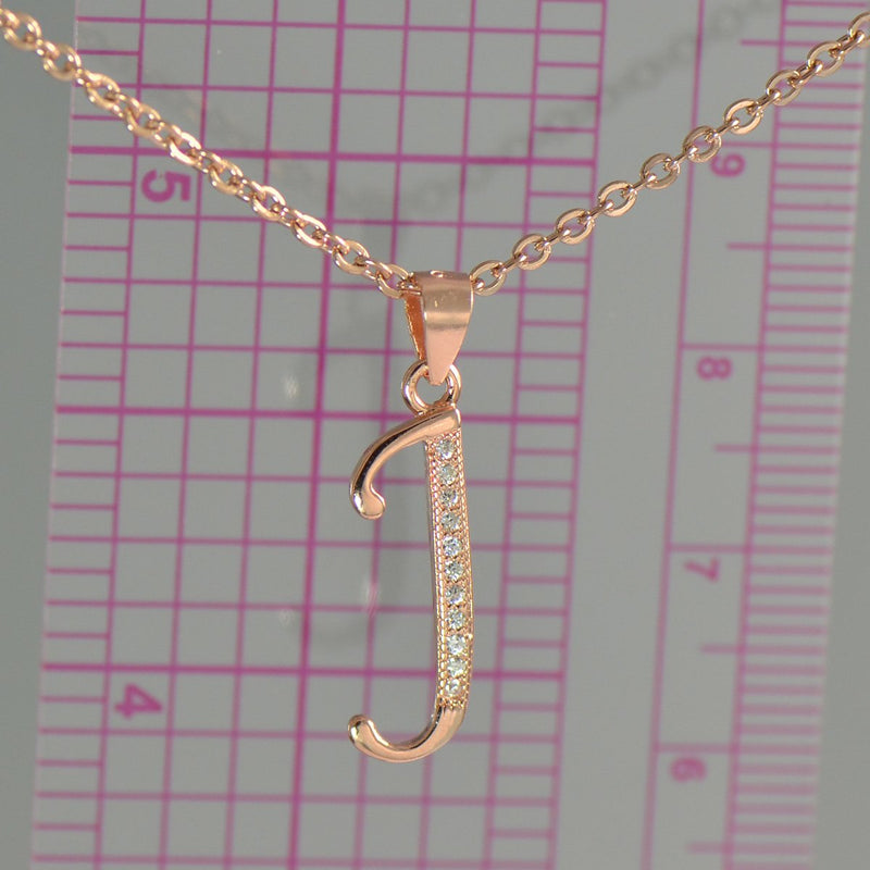 [Australia] - Paialco Jewelry 14K Rose Gold Plating Sterling Silver Initial Alphabet Pendant Necklace 18" J 