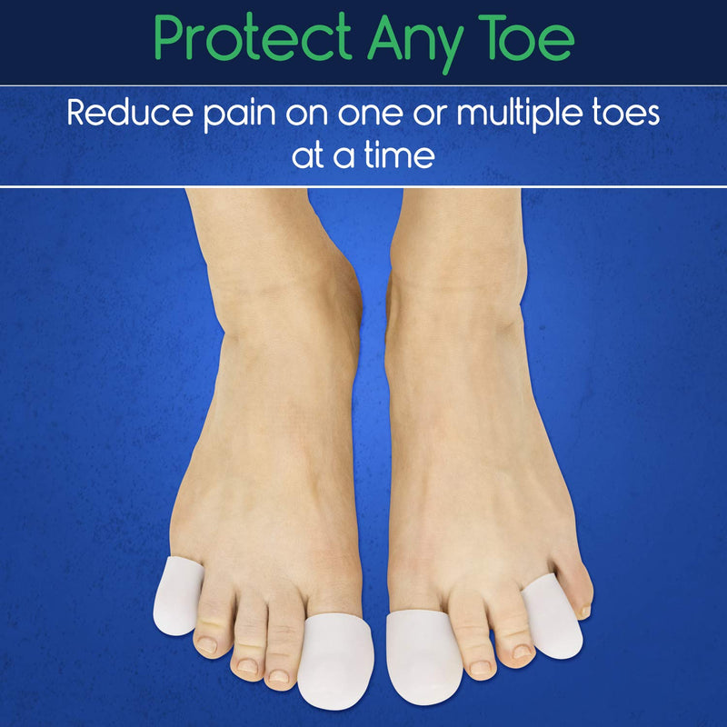 [Australia] - ViveSole Toe Guard (10 Pack) - Silicone Gel Tubes - Protector Cap for Feet, Women and Men - Pain Relief Cushion Pads for Blisters, Ingrown Toenails, Hammer Toes and Corns - Tubing Separator Covers White Large 